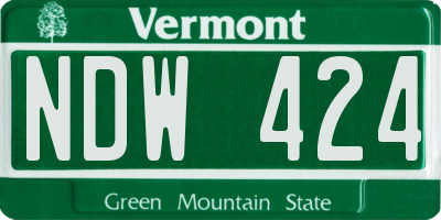 VT license plate NDW424