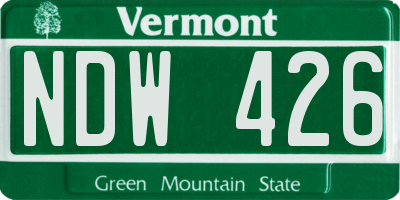 VT license plate NDW426