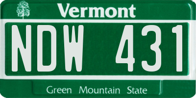 VT license plate NDW431