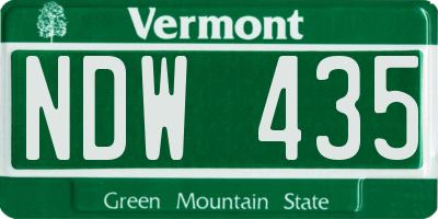 VT license plate NDW435