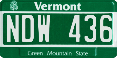 VT license plate NDW436