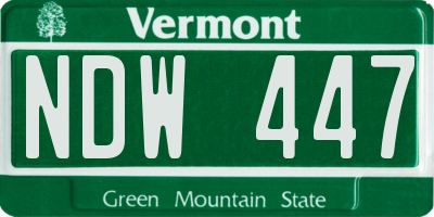 VT license plate NDW447