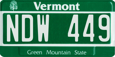 VT license plate NDW449
