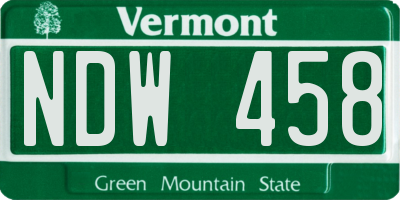 VT license plate NDW458