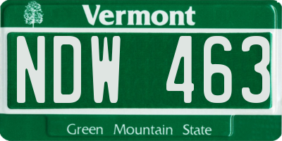 VT license plate NDW463