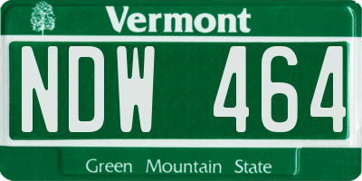 VT license plate NDW464