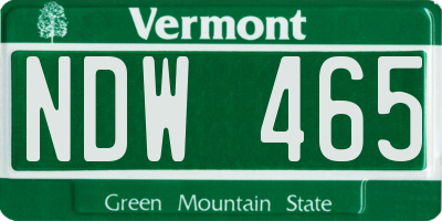 VT license plate NDW465