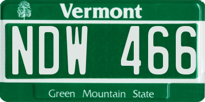 VT license plate NDW466