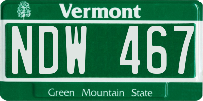 VT license plate NDW467