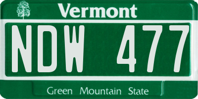VT license plate NDW477