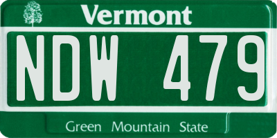 VT license plate NDW479
