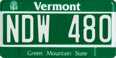 VT license plate NDW480