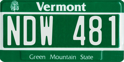 VT license plate NDW481