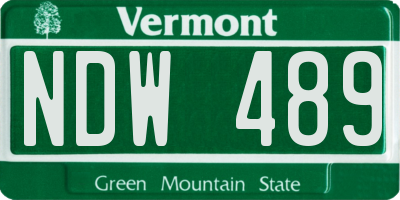 VT license plate NDW489