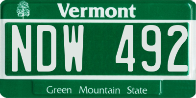 VT license plate NDW492