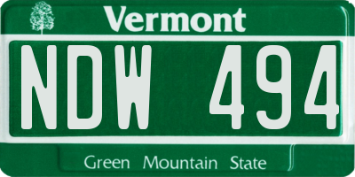 VT license plate NDW494