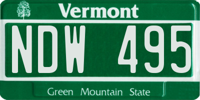 VT license plate NDW495