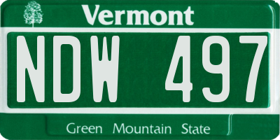VT license plate NDW497