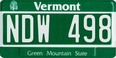 VT license plate NDW498