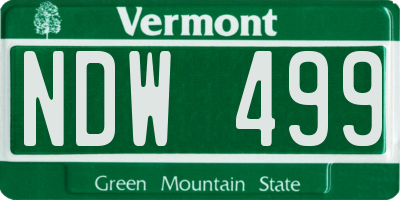 VT license plate NDW499