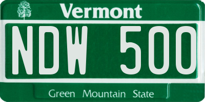 VT license plate NDW500