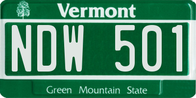 VT license plate NDW501