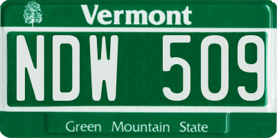 VT license plate NDW509