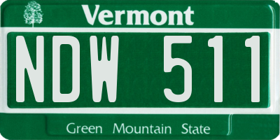 VT license plate NDW511