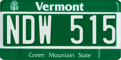 VT license plate NDW515