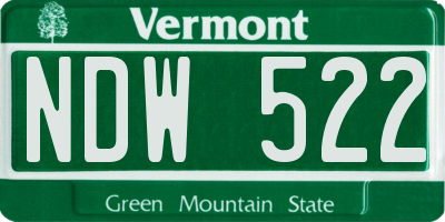 VT license plate NDW522