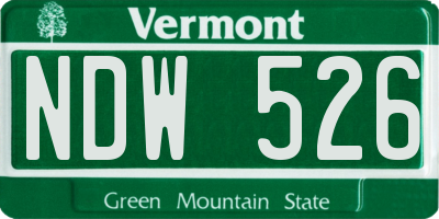VT license plate NDW526