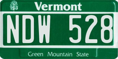 VT license plate NDW528