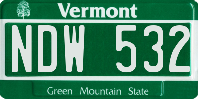 VT license plate NDW532