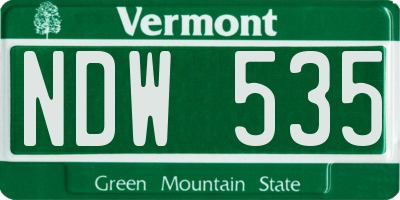 VT license plate NDW535
