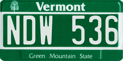 VT license plate NDW536