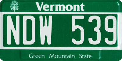 VT license plate NDW539