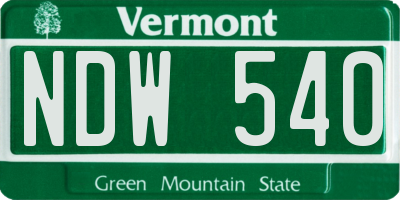 VT license plate NDW540
