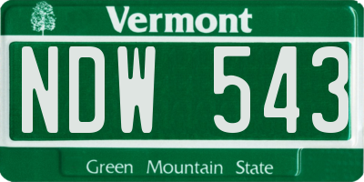 VT license plate NDW543