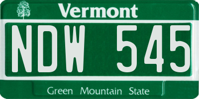 VT license plate NDW545