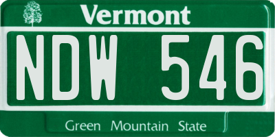 VT license plate NDW546