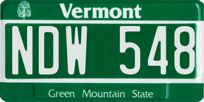 VT license plate NDW548