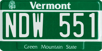 VT license plate NDW551