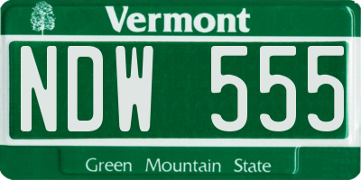 VT license plate NDW555