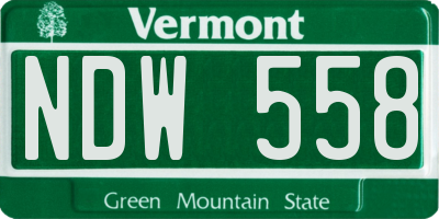 VT license plate NDW558