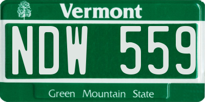VT license plate NDW559