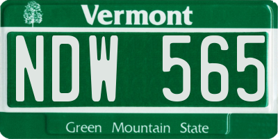 VT license plate NDW565