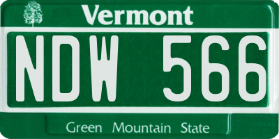 VT license plate NDW566