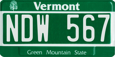 VT license plate NDW567