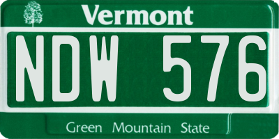 VT license plate NDW576