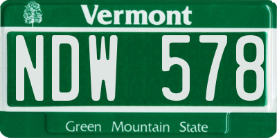 VT license plate NDW578